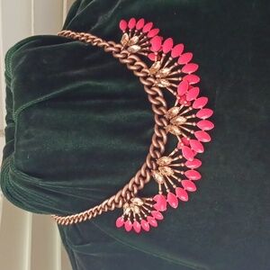 STELLA & DOT Gold-tone, Orange & Yellow Rhinestone Statement Necklace  20 " Long